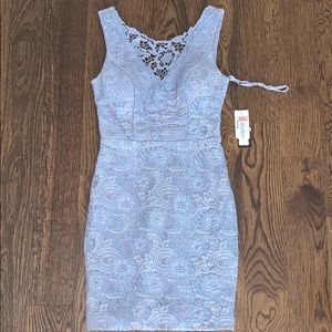 light blue v neck homecoming dress